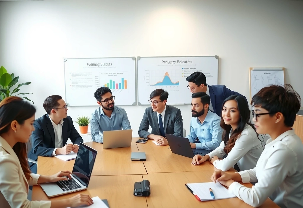 GrowthLogic team of diverse professionals working together in modern office